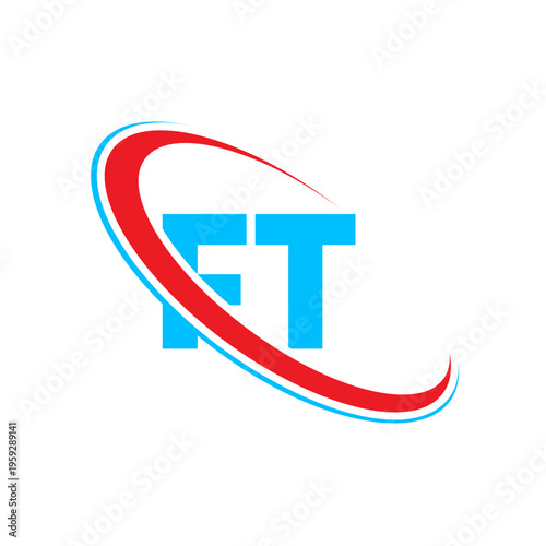 Simple ft logo design. Blue letters with red swoosh. Modern abstract branding. Business identity element. Creative vector graphic. Free Download Simple ft logo design. Blue letters with red swoosh. Modern abstract branding. Business identity element. Creative vector graphic. - GFXLoad
