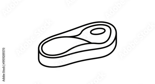 Raw Beef Steak Icon - Minimalist Line Art Illustration