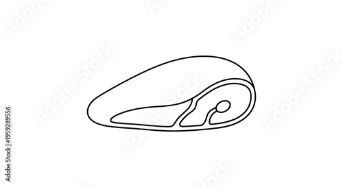 Raw Meat Steak Icon, Minimalist Line Art, Isolated on White Background