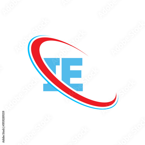 Free Download Ie letter logo design with swoosh, blue and red oval shape. modern letter logo design. creative Ie letter logo. - GFXLoad