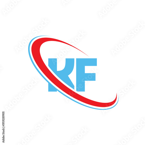 Free Download Modern logo design, letter k and f inside oval shape, creative abstract business symbol, clean graphic illustration on white background - GFXLoad