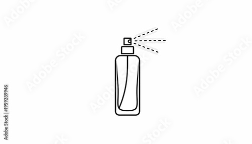 Perfume Bottle Spraying Mist - Minimalist Line Art Icon