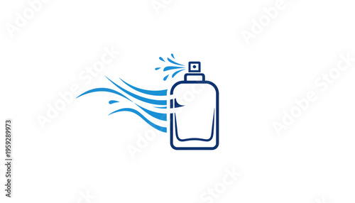 Perfume Bottle Spraying Fresh Scent Waves, Clean Air, Aroma Mist, Fragrance Concept