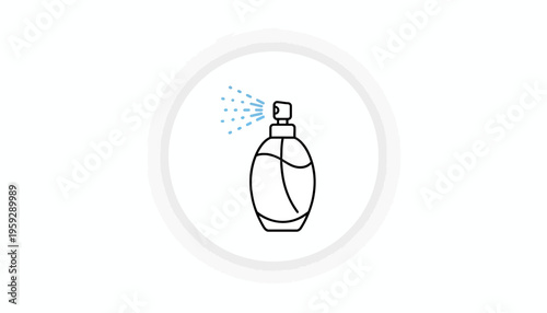 Perfume Bottle Spraying Mist Icon - Minimalist Vector Illustration