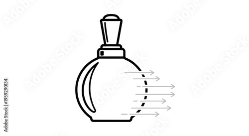Perfume Bottle with Airflow Arrows, Fragrance Diffusion Concept Icon