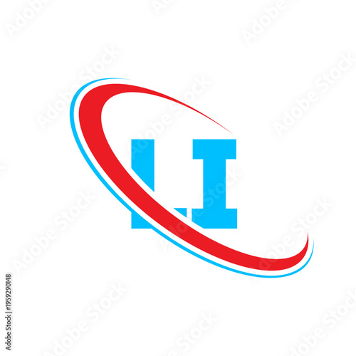 Li logo with swoosh. Modern alphabet letters. Blue font on white background. Creative abstract graphic design. Corporate identity element. Free Download Li logo with swoosh. Modern alphabet letters. Blue font on white background. Creative abstract graphic design. Corporate identity element. - GFXLoad