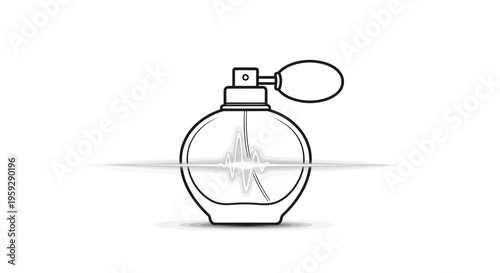 Perfume Bottle with Sound Wave Graphic Inside - Abstract Fragrance Concept