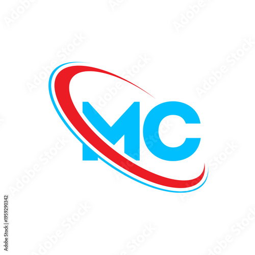Professional mc initial letter logo featuring modern typography and dynamic curved elements. Clean vector design suitable for marketing agencies technology companies and startup branding projects.