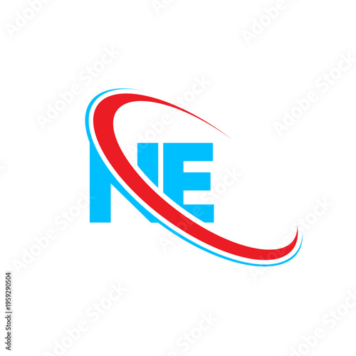 NE letter logo design, creative NE letters with swoosh circle. letter NE logo, business and company logo, letters logo. modern and elegant NE logo design, letters swoosh circle logo.