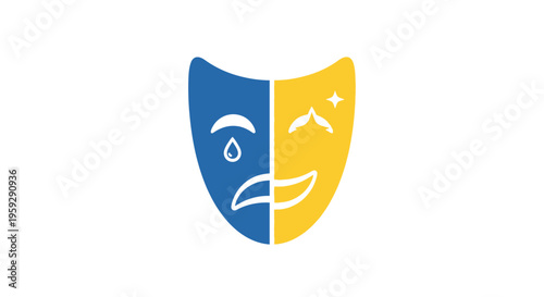 Theatrical comedy and tragedy masks icon.