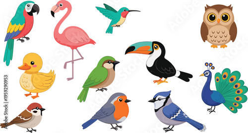 Home Gardening and Spring Planting Vector Illustration Set Featuring Watering Can Potted Seedlings Hand Trowel and Cultivator Tools Isolated on White Background