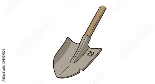 A shovel with a wooden handle.