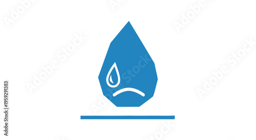 A blue water drop with a frowning face.