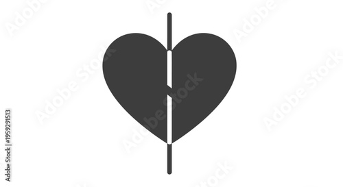 Shattered heart symbol on white background.