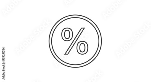 Percentage Symbol Icon in Circle, Discount, Sale, Finance, Percent Sign Graphic
