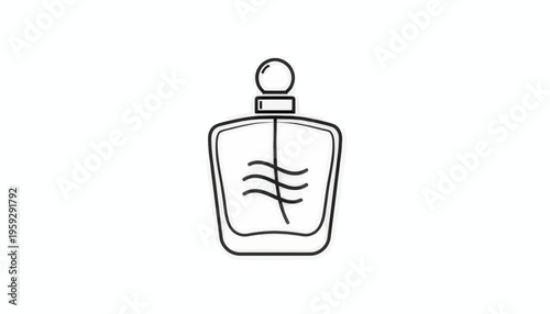 Perfume Bottle Icon Vector Illustration - Minimalist Line Art of Fragrance Container