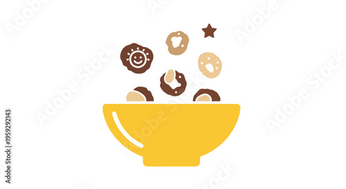 A bowl of cereal with donuts.