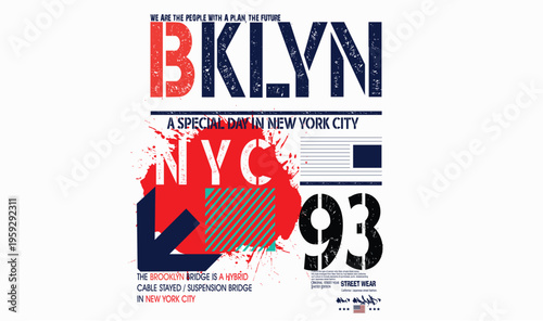 BKLYN grunge typography college varsity, Vintage college style new york, Tees, brooklyn City slogan print, Urban typography hipster street art, Retro varsity text for graphic tee t shirt or sweatshirt