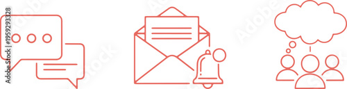 Modern icons representing communication and notification methods