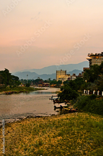 River scenery and tranquil Asian atmosphere