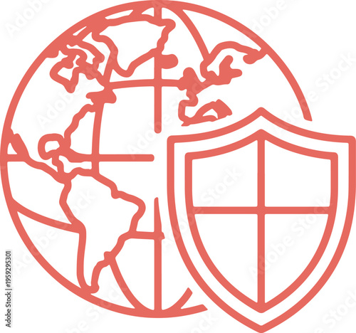 Historical emblem combining globe, shield, and cross motifs in a vintage style.
