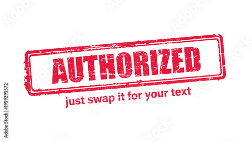 authorized red rubber stamp vector with distressed ink texture and clean frame, built for packaging, shipping labels, office paperwork, certification workflows, and commercial branding use.