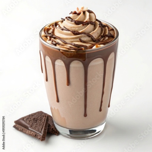 nutella milkshake in transparent glass chocolate