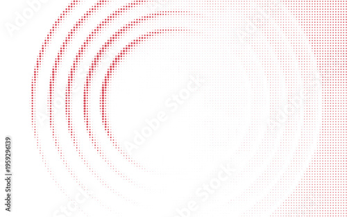 Red halftone concentric circle background. Rippled sonic wave wallpaper. Dotted radial gradient texture. Vector rasterized rough backdrop for epicenter, target, radar signal, vibration, shake concept