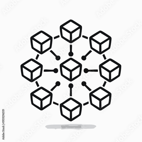 Blockchain Network Icon Decentralized Data System Technology Concept