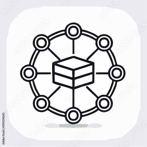 Blockchain Network Icon Decentralized Data System Technology Concept