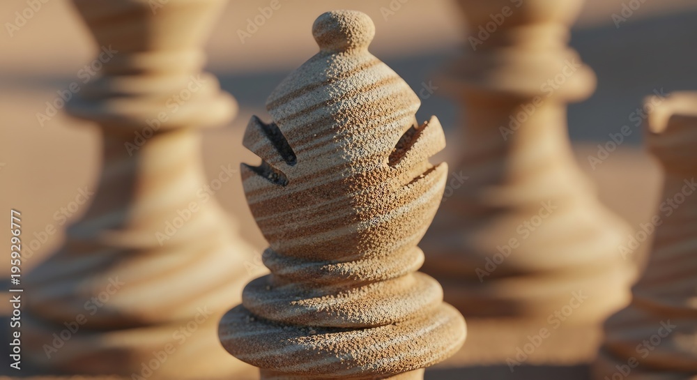 Obraz premium Wooden chess pawn close-up with blurred background