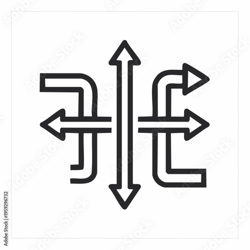 Workflow Process Icon Data Routing System Flow Direction Concept