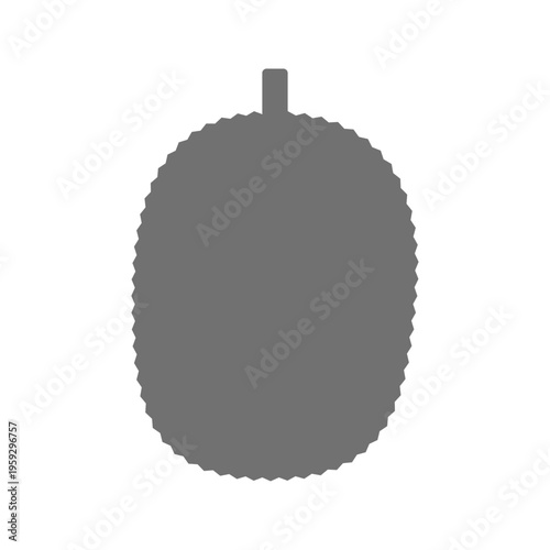 ジャックフルーツの白黒シルエットアイコン シンプルな南国フルーツ素材