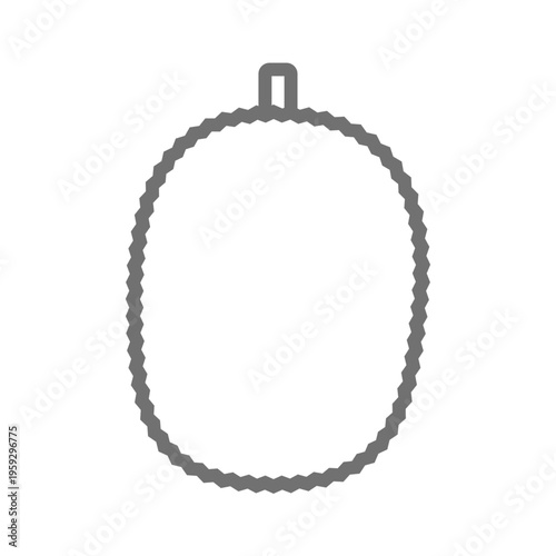 ジャックフルーツの線画アイコン シンプルなアウトラインの南国フルーツ素材