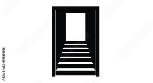 Black doorway with steps leading up a stark graphic silhouette