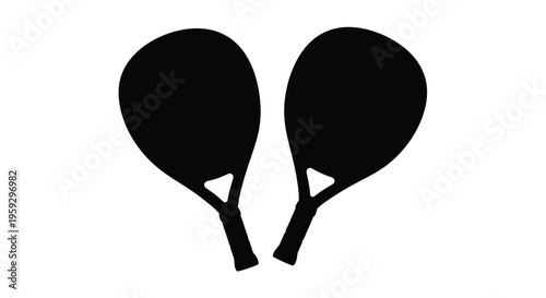Two black padel rackets displayed against a plain white background silhouette