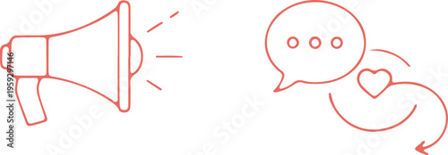 Communication through loudspeaker and affectionate conversation bubble