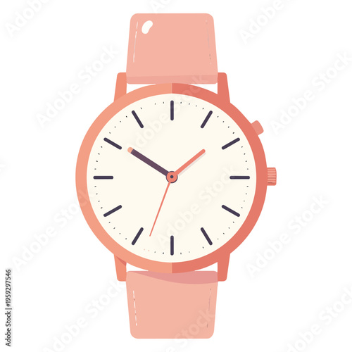 ピンクの腕時計　フラットデザイン