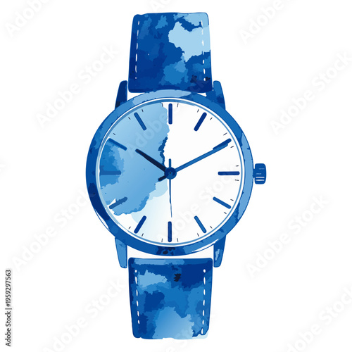 青い腕時計　水彩画風