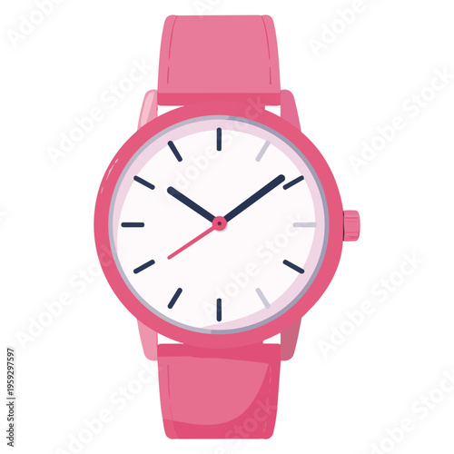 ピンクの腕時計　フラットデザイン