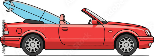 Red convertible car open roof modern automobile stylish summer driving concept