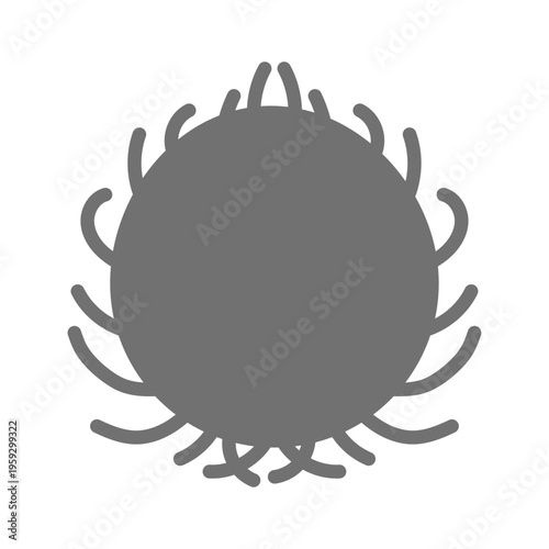 ランブータンの白黒シルエットアイコン シンプルな南国フルーツ素材