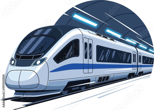 Modern Bullet Train Tunnel Travel