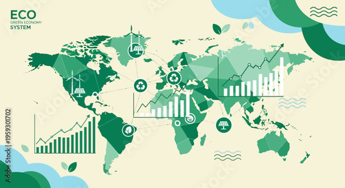 Global EcoFriendly Business Growth and Sustainability Map.