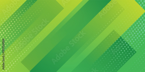 abstract green banner background with diagonal stripes and dot halftone