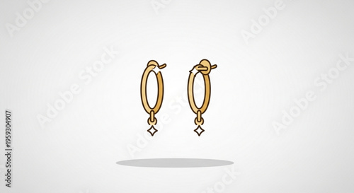 Golden hoop earrings with diamond drops on white background elegant jewelry