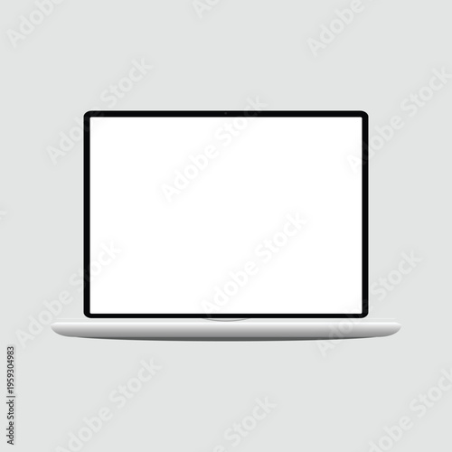 A blank laptop screen on a modern computer against a clean background