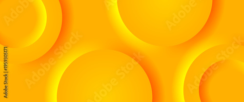 Abstract Vibrant Yellow and Orange Gradient Background with 3D Layered Circles and Soft Shadows, Modern Geometric Backdrop for Summer Banners, Web Headers, and Creative Design