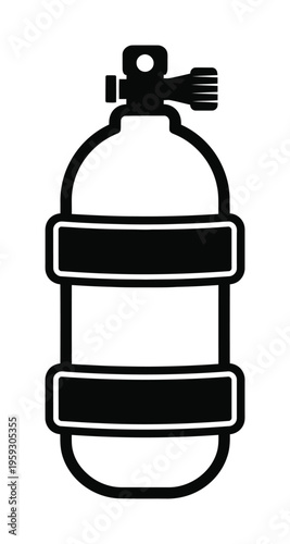 Vector icon displaying a scuba diving air tank with straps and valve