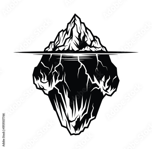 Vector of an iceberg floating in the ocean with only its tip visible
